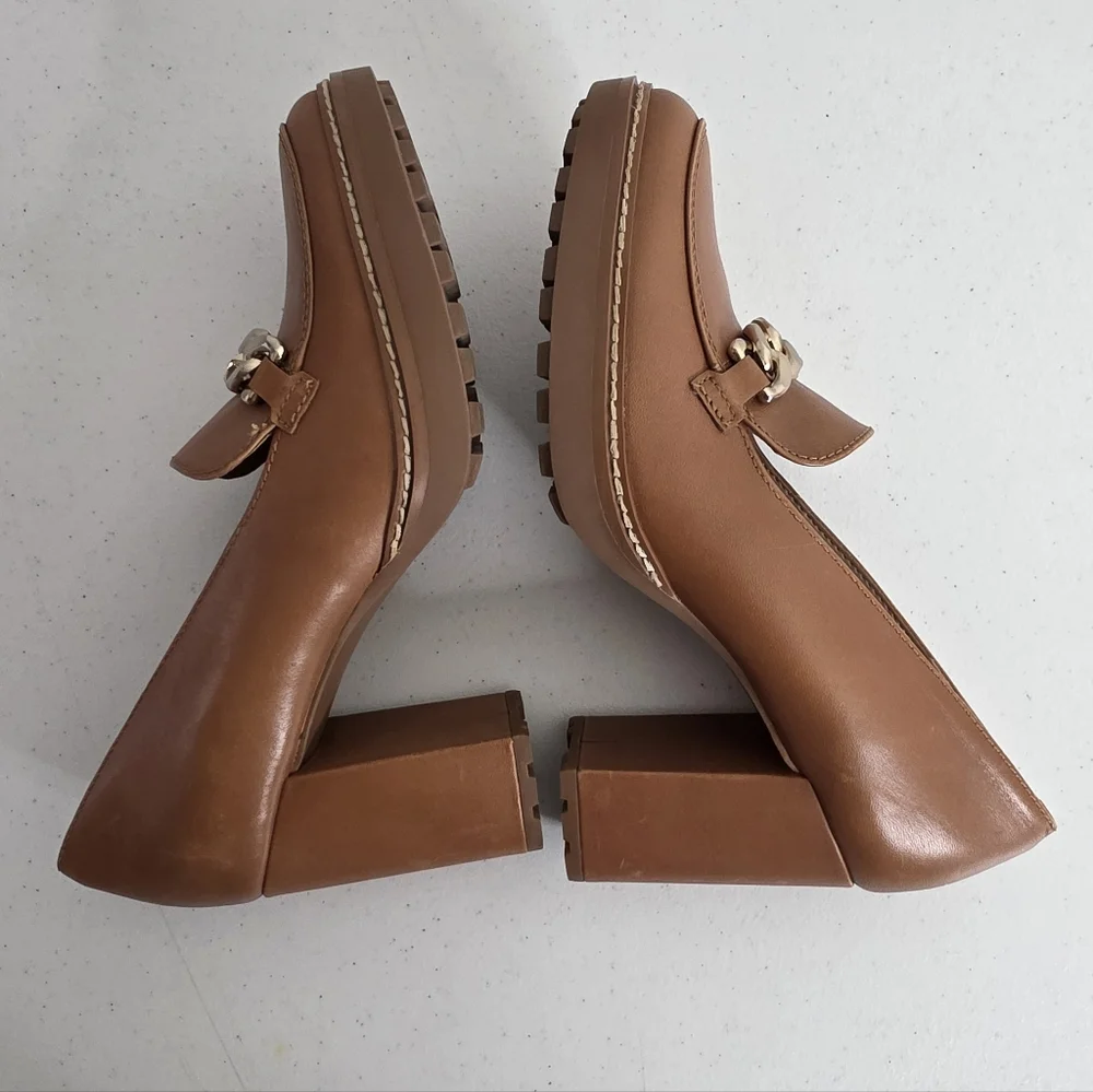 Naturalizer Callie-Moc Leather Loafers Size 8 High Heel Lug Sole Slip-on Shoes - Picture 4 of 16